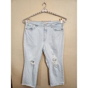 Levi's Women's Light Wash Button Fly Distressed Ribcage Straight Ankle Jeans 20W